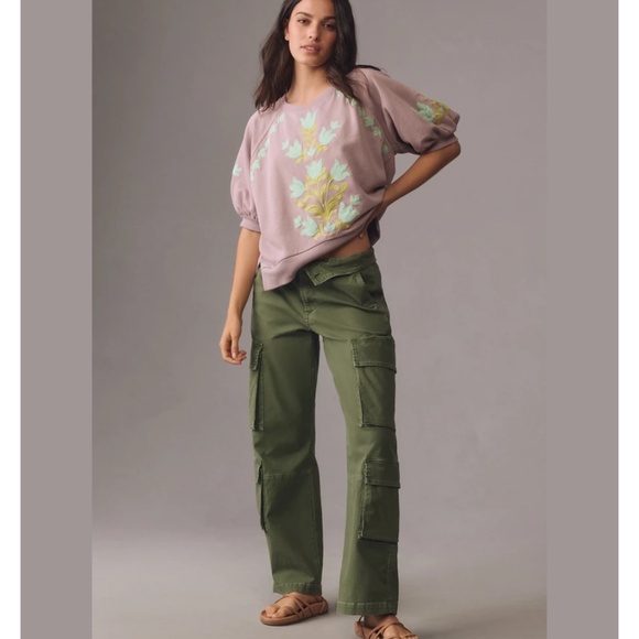 Brand New By Anthropologie Short-Sleeve Appliqué Sweatshirt - Picture 3 of 9